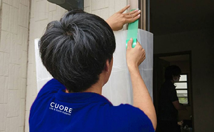 入念な養生で建物・家財を保護
