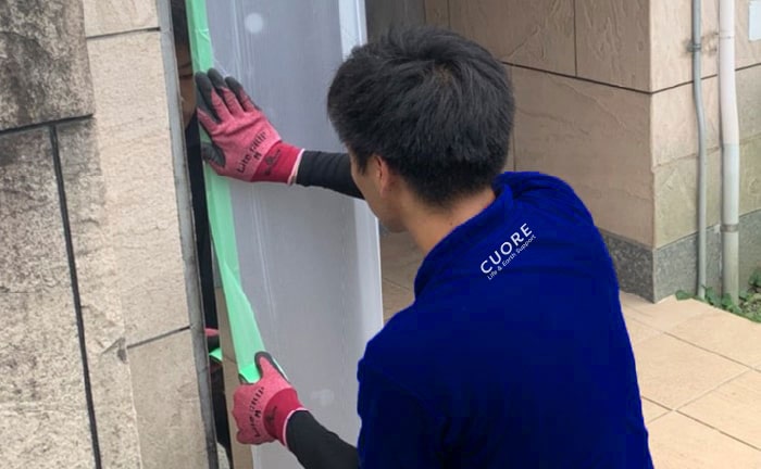 入念な養生対策で傷つきを防止